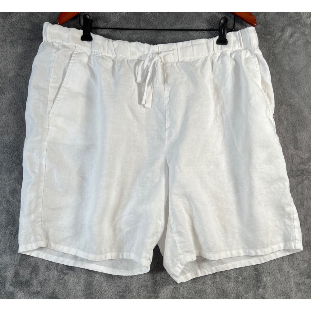 Eileen Fisher Organic Linen Shorts Size XL 40x8 White Pull On Relaxed Fit Resort